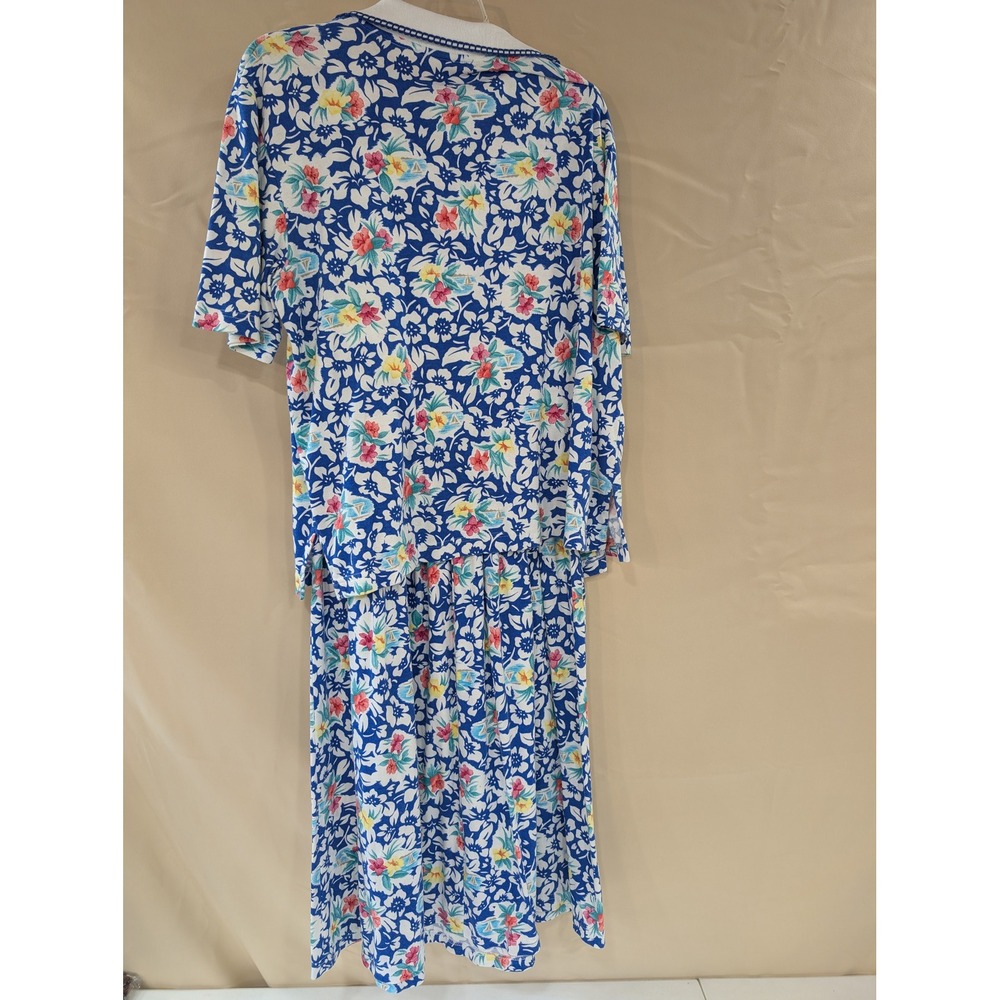 Koret Francisca Vintage Floral Dress & Cardigan Set Women's Large - Picture 3 of 4